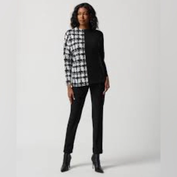 NWT Joseph Ribkoff Canada Plus S 16 Houndstooth Sweater Black And White - Picture 1 of 12